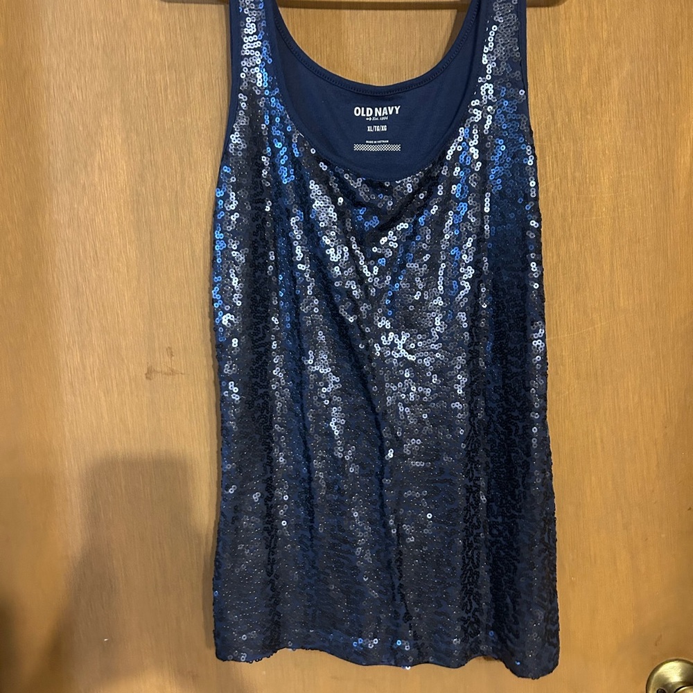 Old Navy Navy Sequin Tank Top